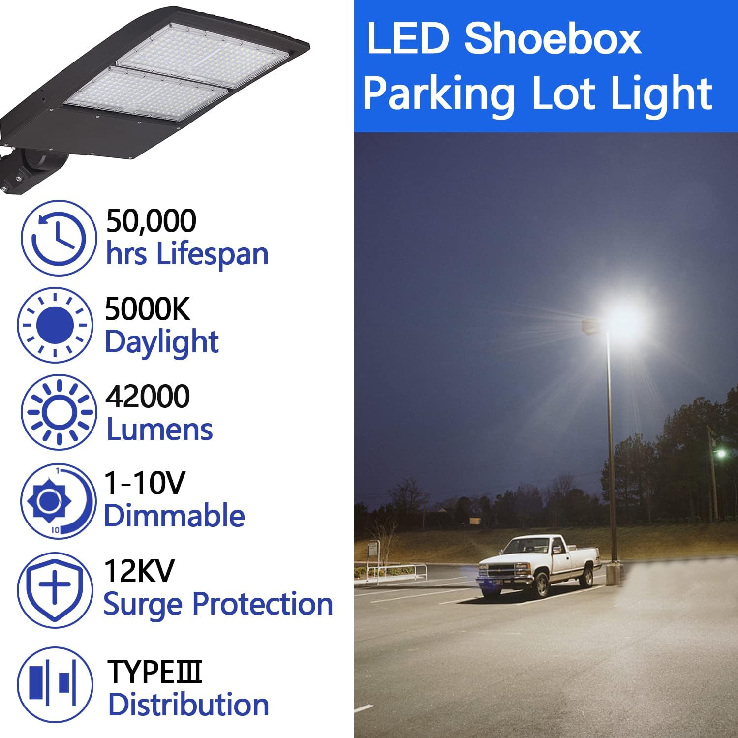 100W LED Parking Lot Light with Dusk to Dawn Photocell, 14000 LM (140lm/w) 5000K LED Shoebox Light Outdoor Street Area Lighting 100-277V (Yoke Mount)