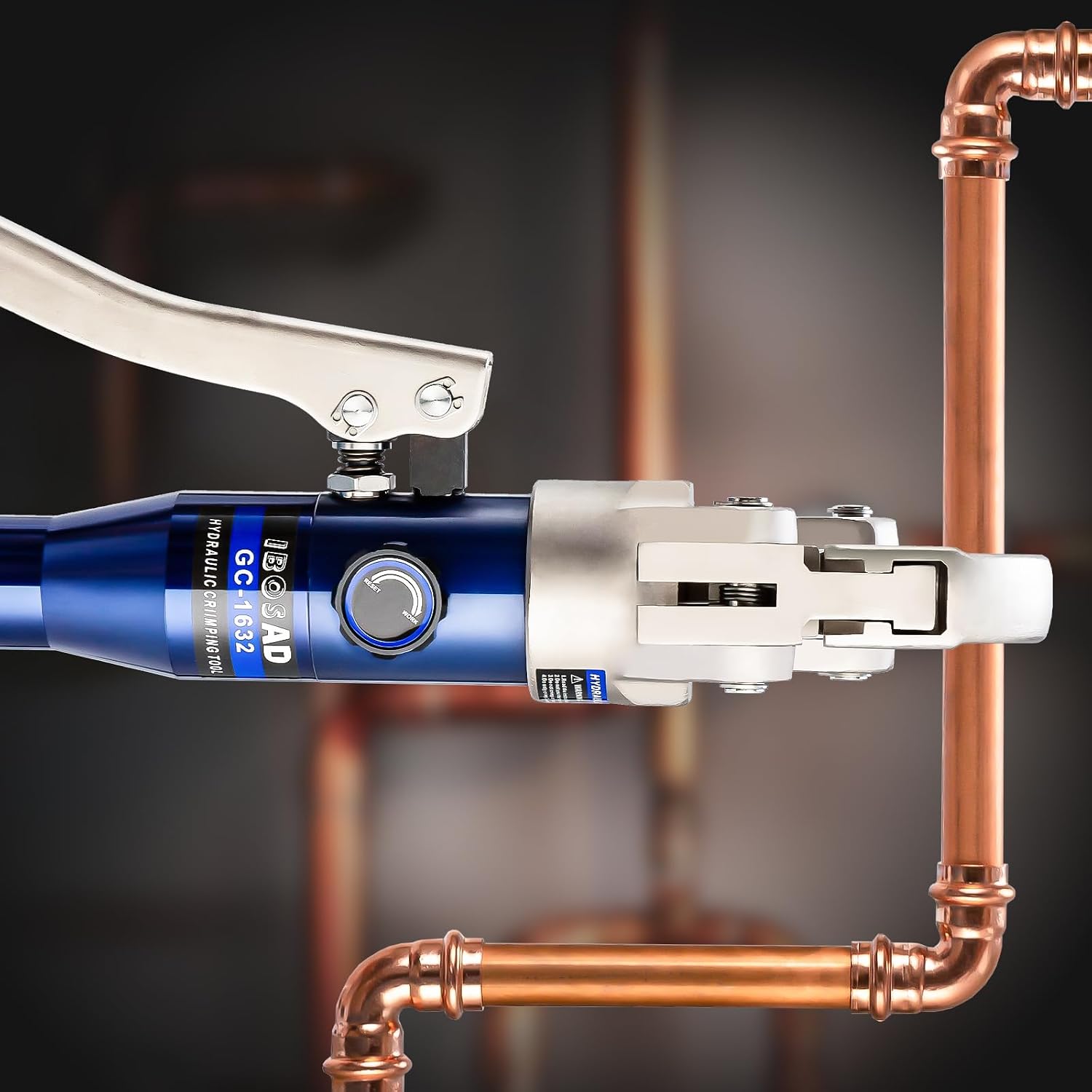 Copper Tube Fittings Hydraulic Pipe Crimping Tool with 1/2',3/4' and 1' Jaw Copper Pipe Press Crimper Pressing Pliers, with Pipe Cutter