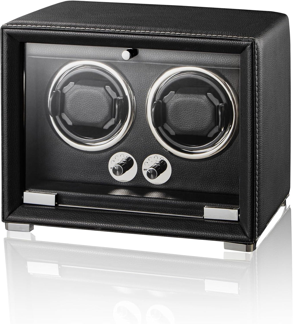 Watch Winder for 2/4/6/9 Automatic Watches, high-end Leather Making, Super Quiet Mabuchi Motor, Two Power Modes, Built-in led Lights