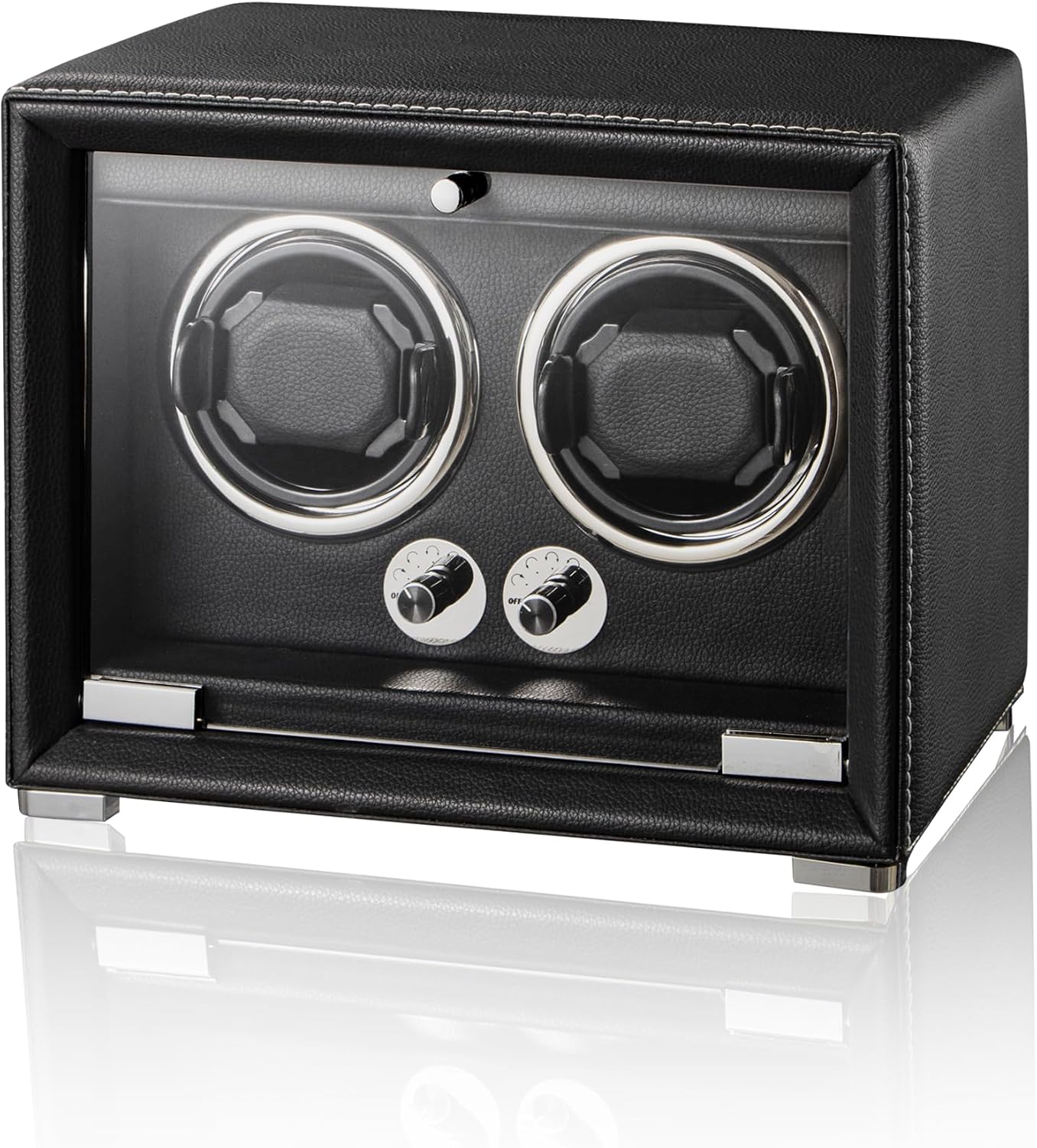 Watch Winder for 2/4/6/9 Automatic Watches, high-end Leather Making, Super Quiet Mabuchi Motor, Two Power Modes, Built-in led Lights