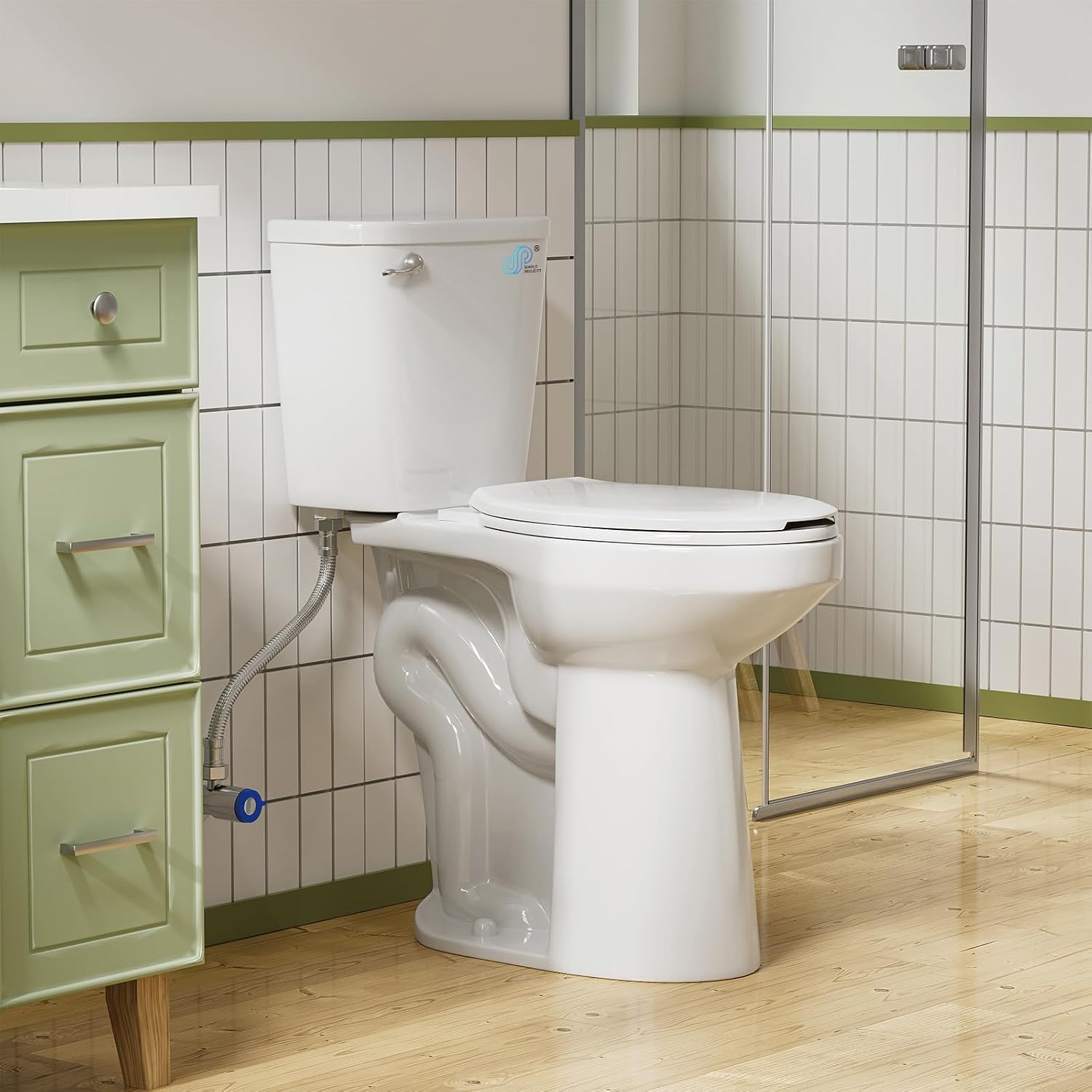 Simple Project 21' Elongated Extra Tall Toilets, Standard 12' Rough in Bathroom Toilet & Powerful Single Flush 1.28gpf High Toilet With Comfortable Soft Closing Seat, Ideal for Seniors, Handicap, Tall
