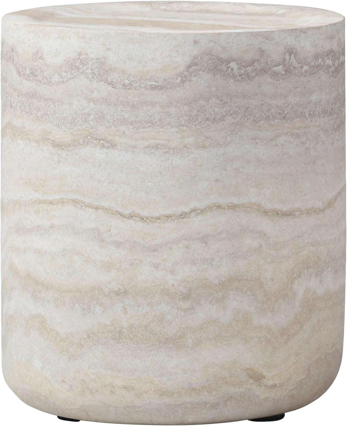 Modern Drum-Shape Side End Table for Living Room 15.74' Round Sofa Side Table Light Sand Color Circle Small Coffee Table for Home Office, Fully Assembled