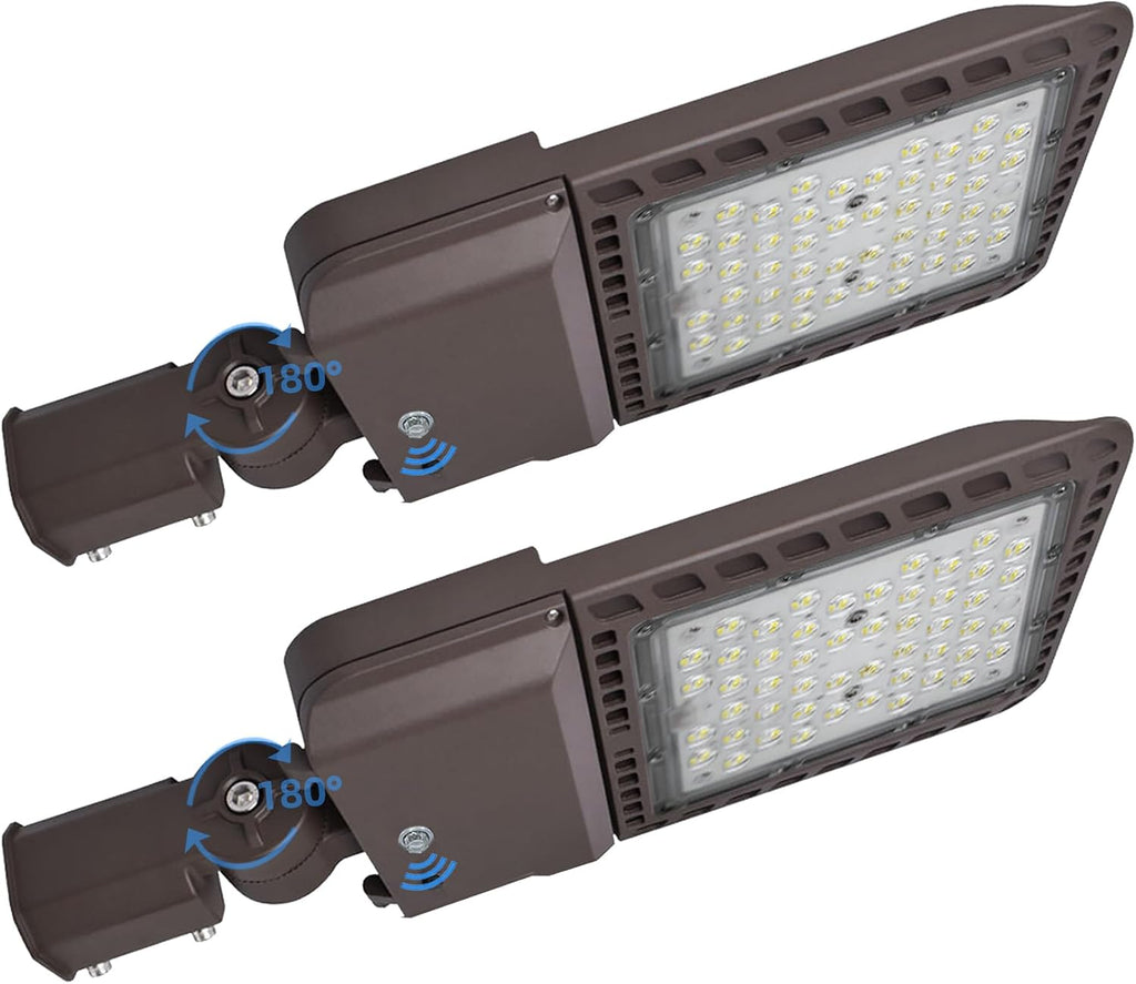 LED Parking Lot Light 200W 28000LM Equivalent to 600W HPS/HID 5000K LED Shoebox Pole Light with Dusk to Dawn Photocell Adjustable Slip Fitter for Barn,Yard,Roadways IP65 110-277V ETL Listed 2PACK