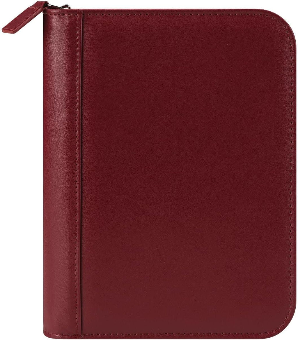 FranklinCovey - FC Signature Ring-Bound Binder for FranklinCovey Planners | Leather - Zipper Binder (Compact, Red)