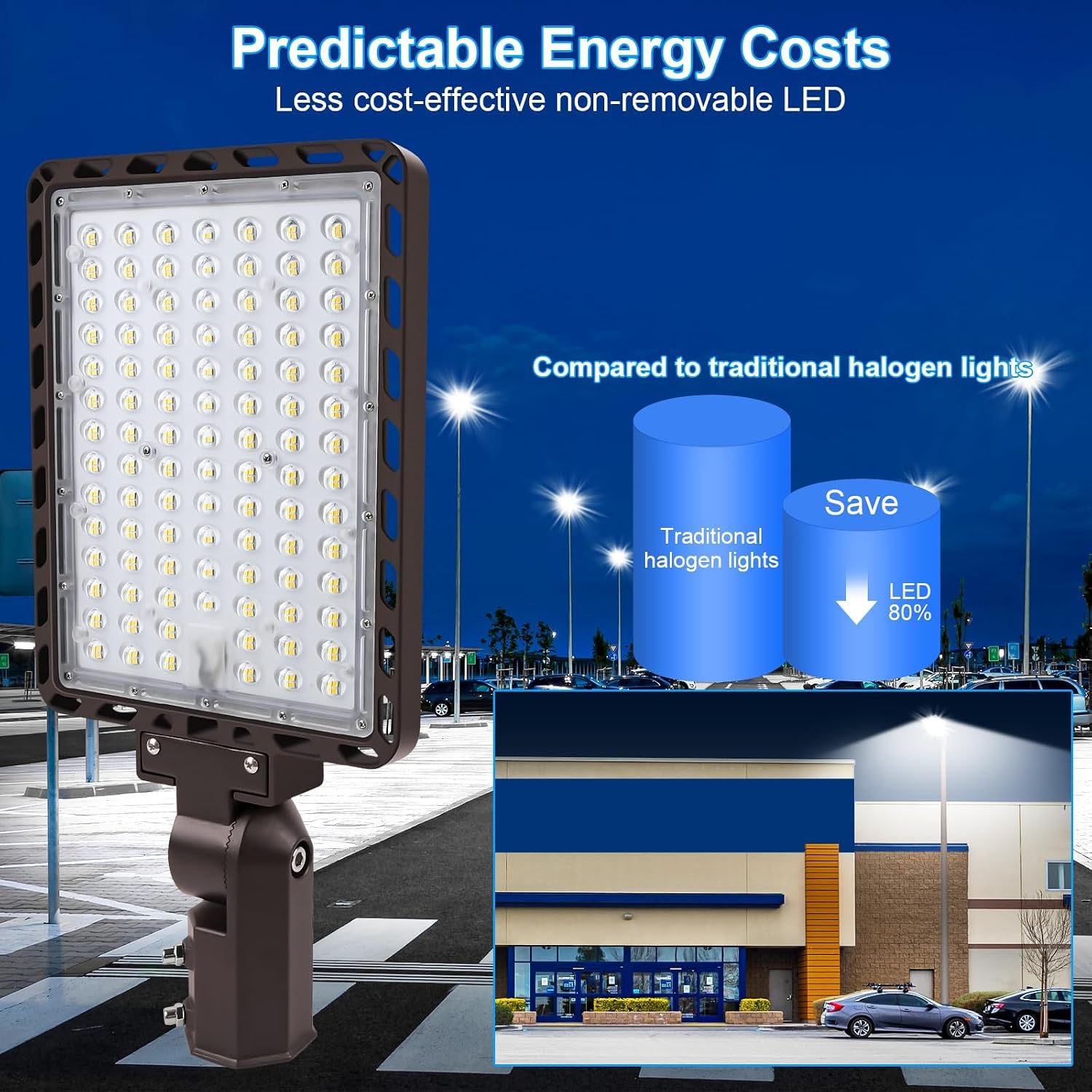 240W 4-Pack LED Parking Lot Light for Commercial Area Lighting | 36000LM,5000K Daylight White,Dusk to Dawn Outdoor Security Light ,180°Adjustable Slip Fit Mount,110-277V,IP65 Waterproof
