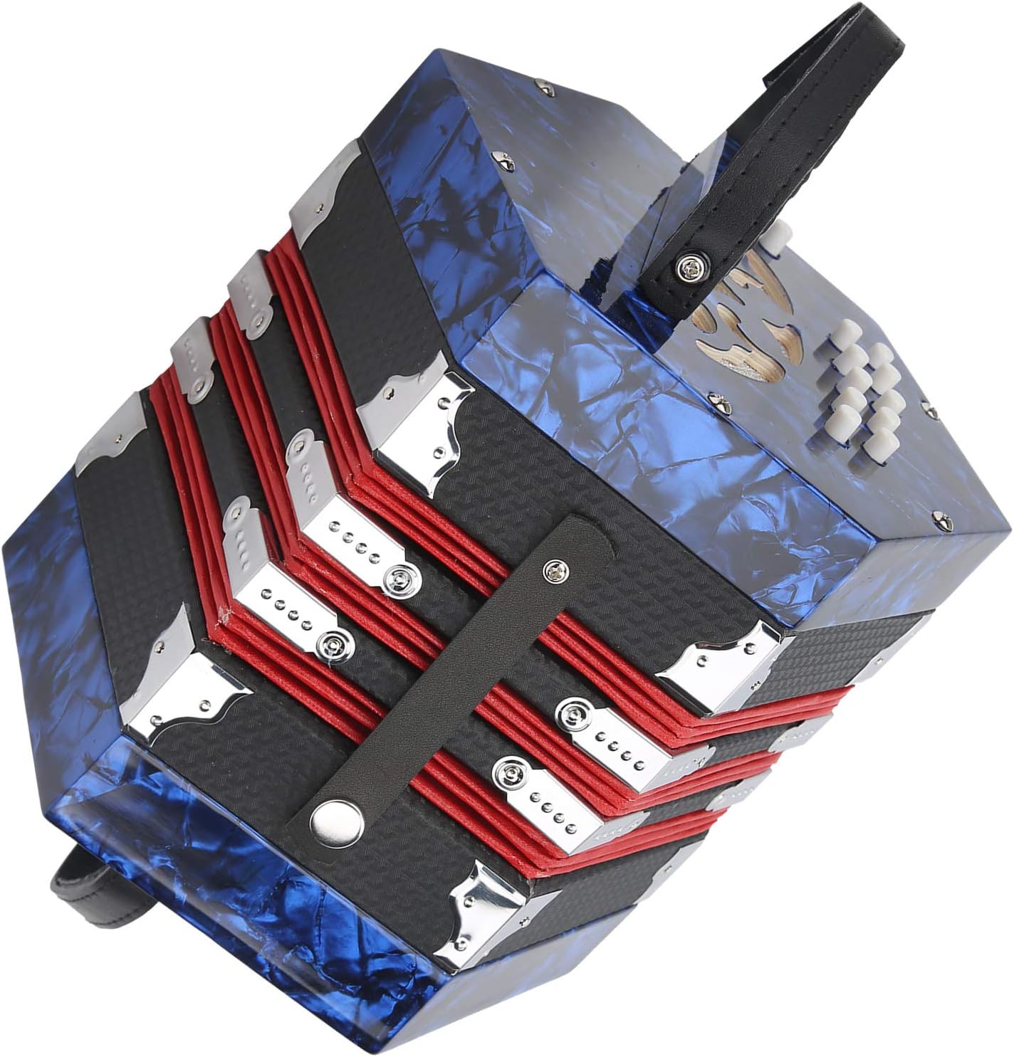Accordian Instrument Concertina Instrument with an Adjustable Hand Strap with a Bag Professional Accordion Concertina, Accordion for Kids Beginners Adults Musical Instrument Supplies(Royal Blue)