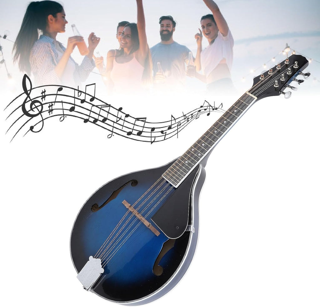 A Style Mandolin Instrument, 8-String Acoustic Mandolin With Tuner, Wooden Mandolins Musical Instrument for Adults Beginners, 8-String Mandolin for