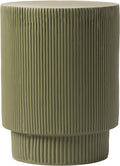 LeisureMod Modern Side Table Round Fiberstone Top Accent End Table for Home, Outdoor Patio, Living Room Sofa, Weather-Resistant, Eden Series in Olive Green