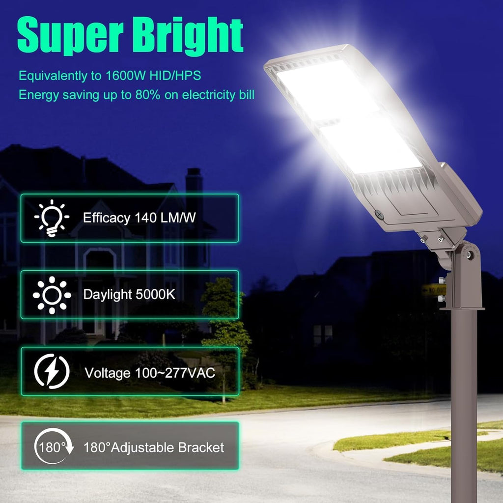 2Pack 400W LED Parking Lot Light 56,000 LM, UL Listed Industrial Parking Lot Flood Lights, Street Area IP65 5000K Waterproof 100-277VAC, Stadium Lights Outdoor LED Pole Light w/Slip Fitter
