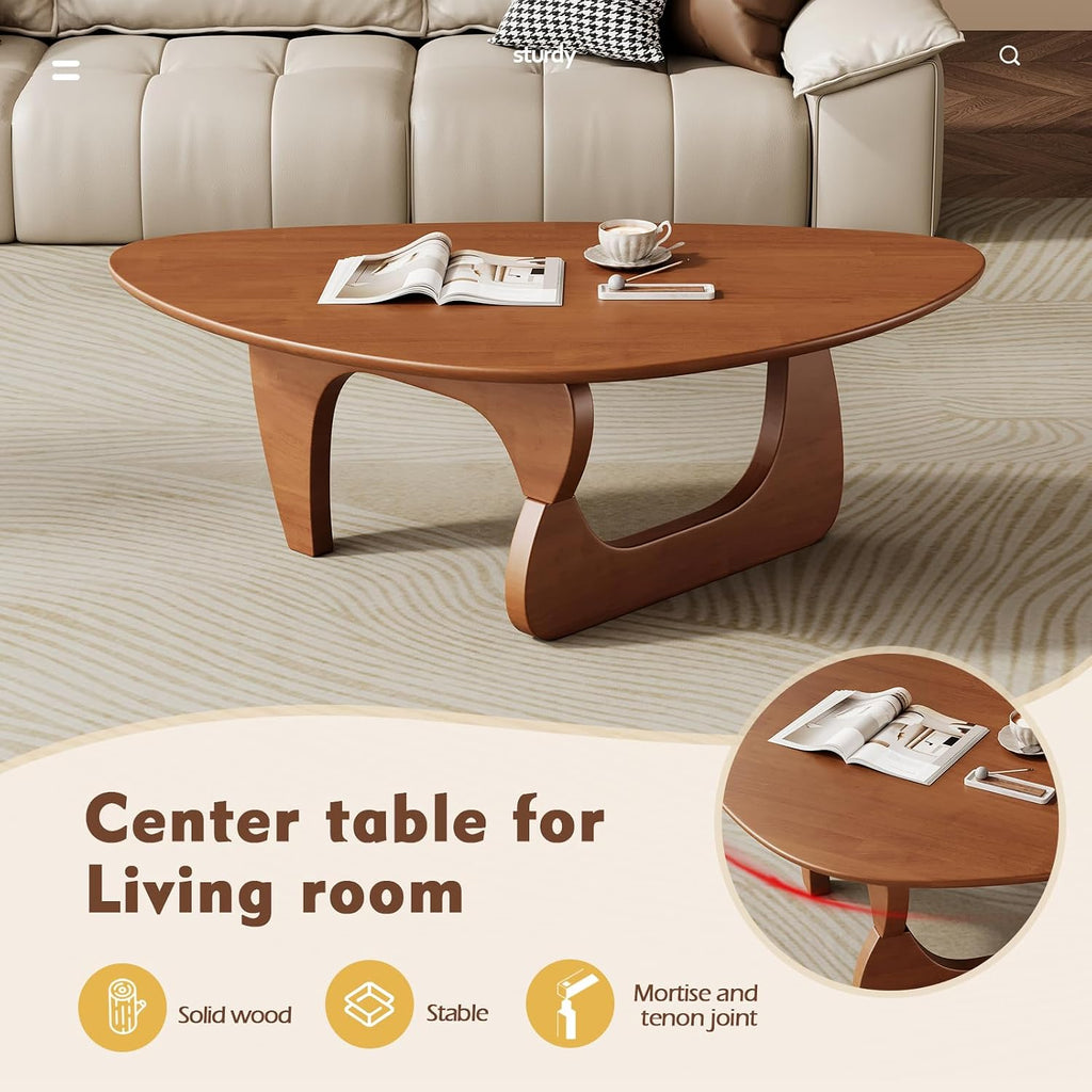 Mid Century Modern Coffee Table - Walnut Wooden Coffee Table for Living Room,Center Table Suitable for Bedroom Living Room Reception Office Tables (Walnut, Large 45 * 29 * 16in)