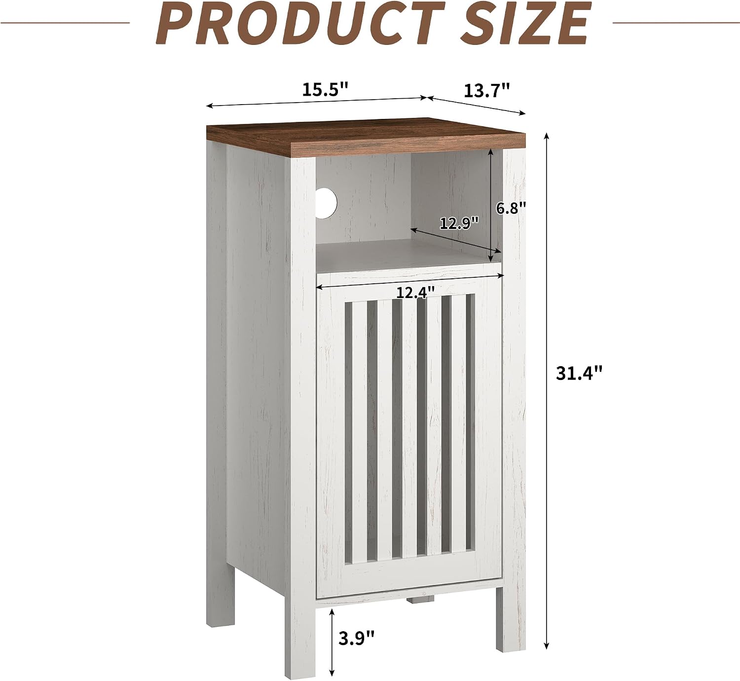 BVIUNTWO Set of 2 End Table, Farmhouse Sofa Table with Grille Door, Side Tables for Living Room, Bedroom, White