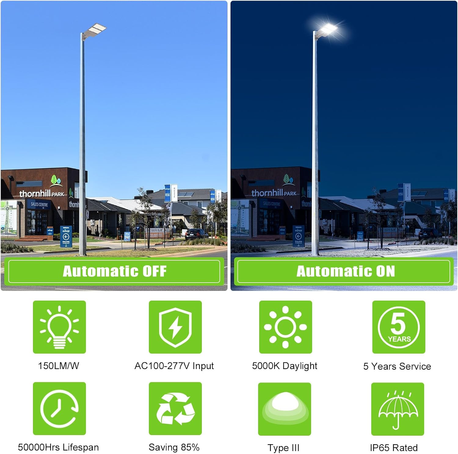 4 Pack UL Listed 320W LED Parking Lot Light with Photocell 48000LM LED Shoebox Pole Flood Lights Arm Mount 5000K IP65 Outdoor Street Court Commercial Lighting AC 100-277V