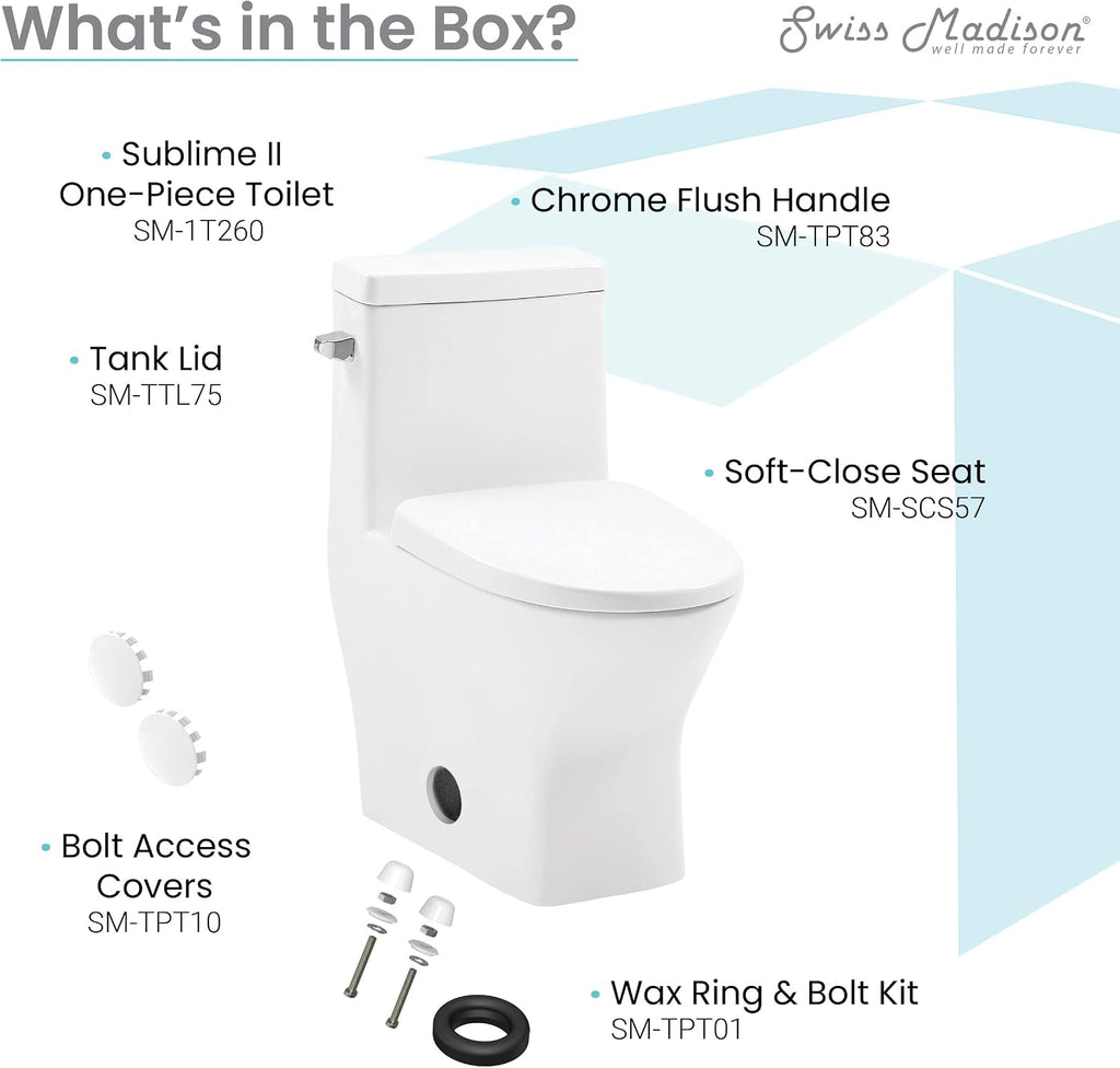 Sublime II One-Piece 12' Rough-in 1.28 GPF Left Flush Round Compact Toilet in Glossy White
