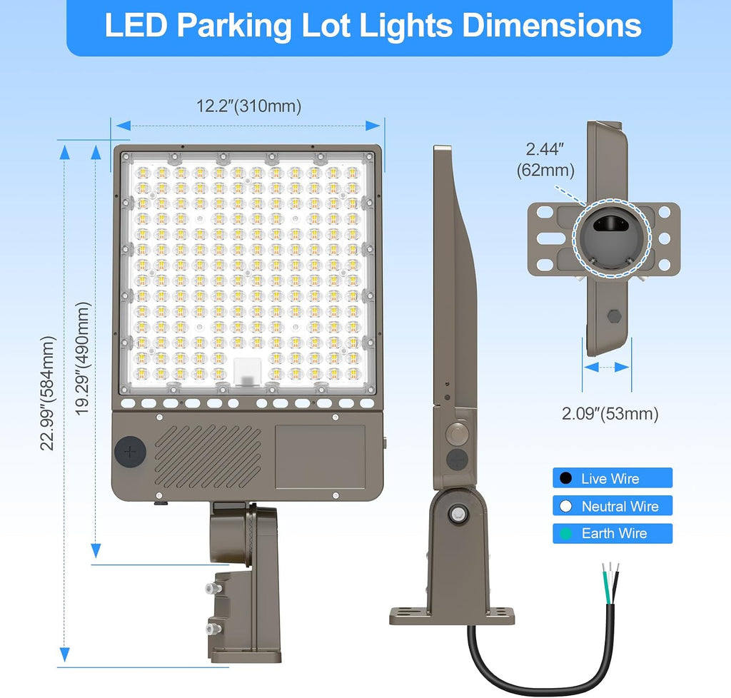 ADUB LED Parking Lot Light 360W/320W/240W Tunable 3CCT 3000K-5000K 54000LM 0-10V Dimmable ETL Listed IP65 Super Bright Shoebox Flood Light w/Photocell & Slip Fitter Commercial Outdoor Area AC100-277V