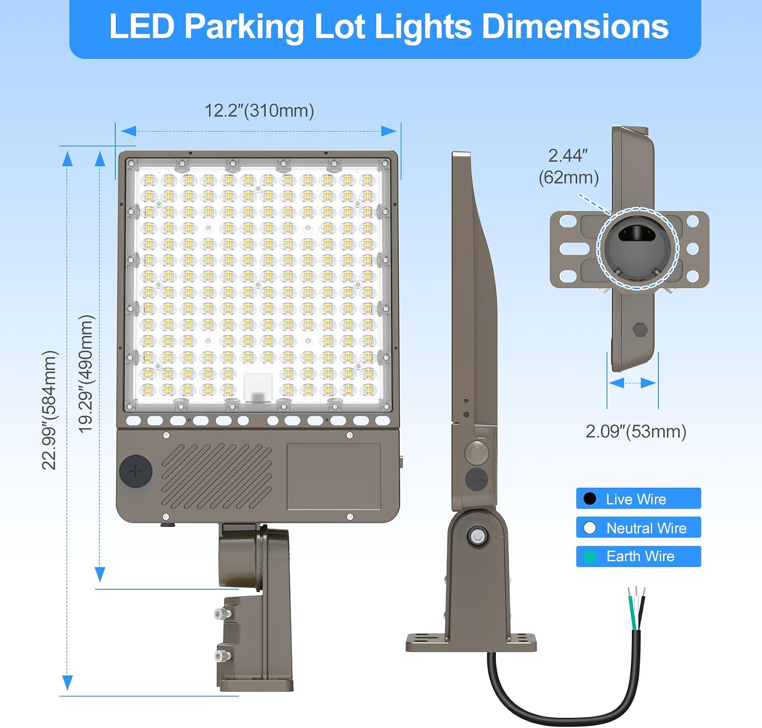 ADUB LED Parking Lot Light 360W/320W/240W Tunable 3CCT 3000K-5000K 54000LM 0-10V Dimmable ETL Listed IP65 Super Bright Shoebox Flood Light w/Photocell & Slip Fitter Commercial Outdoor Area AC100-277V