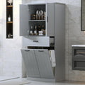 Bathroom Storage Cabinet with 2 Removable Bins, 65.8 in Tall | MDF, painted finish, adjustable shelf, 2 removable bins, enclosed storage, anti-tip, bathroom, 29.9 W x 15.7 D x 65.8 H in