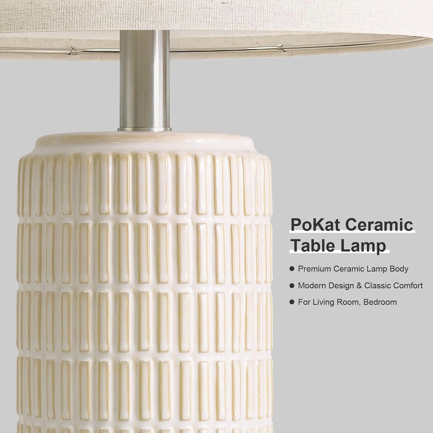 PoKat 23'' Dimmable Table Lamps with Remote for Living Room, Modern Stepless Adjustable Bedside Lamps Set of 2 for Bedroom, Nightstand Lamps for Office Nursery Desk Console Kids, White (No Battery)