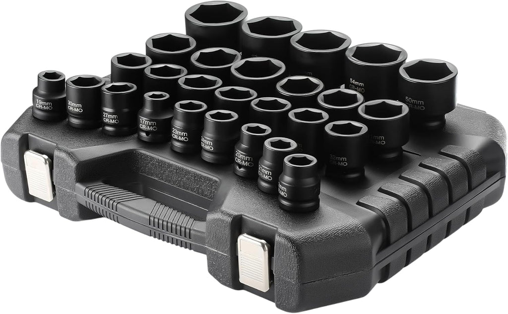 27 Piece 3/4' Drive 6 Point Metric Impact Socket Set | 17mm-60mm| Cr-Mo Steel