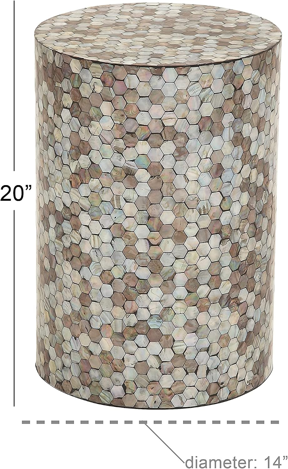 Deco 79 Mother of Pearl Shell Geometric Handmade Side End Accent Table Mosaic End Table, Side Table 14' x 14' x 20', Multi Colored