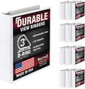 Samsill Durable 3 inch 3 Ring Binder, D Ring Binder, 100% Recycled Chipboard, White, 12 Pack