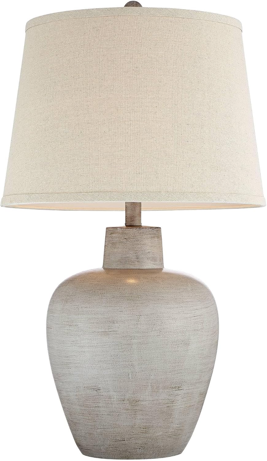 Regency Hill Glenn Rustic Country Cottage Style Table Lamps 27' Tall Set of 2 Southwest Urn Neutral Fabric Drum Shade Decor for Living Room Bedroom House Bedside Nightstand Home Office