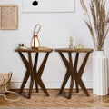 Ahokua Farmhouse Round End Table Set of 2 with MDF Top and Crossed Legs, Mid Century Modern Side Table Small Accent Table for Small Space Stable Nightstand for Living Room, Natural Wood