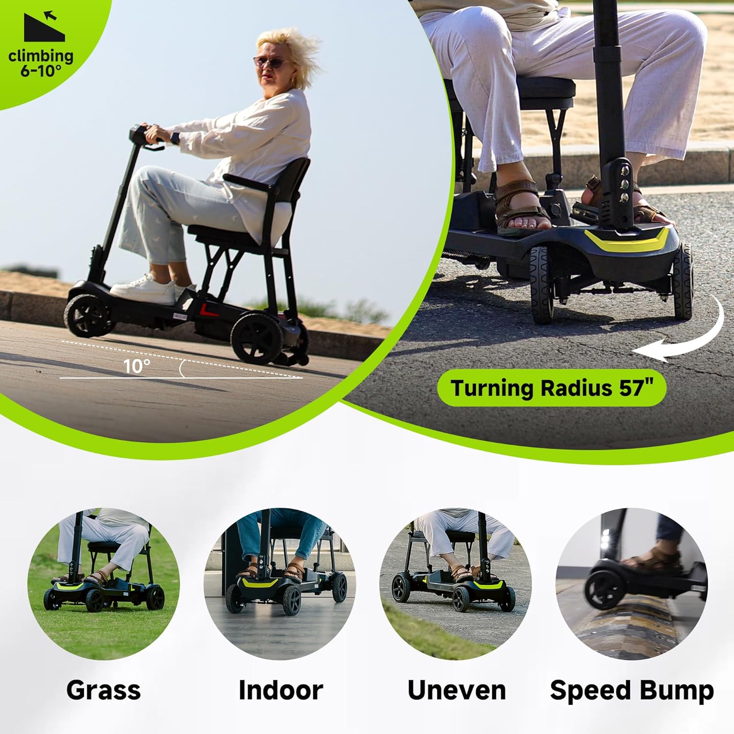 SCOOTNGO Mobility Scooters for Seniors, 4 Wheel Foldable Lightweight Airline Approved Mobility Scooter for Adults, Dual Batteries, Portable, No Assembly Needed (Black Red, with Folding Trailer)