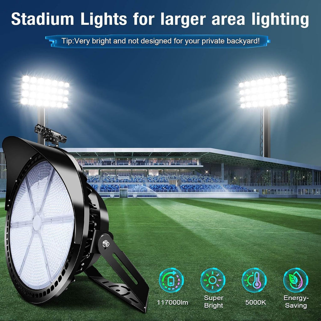 600W Dimmable LED Stadium Lights Outdoor for Sport Court | IP66 Waterproof 10KV Surge Protection Commercial Arena Flood Light,Daylight White High Mast Floodlight,Parking Lot Lighting