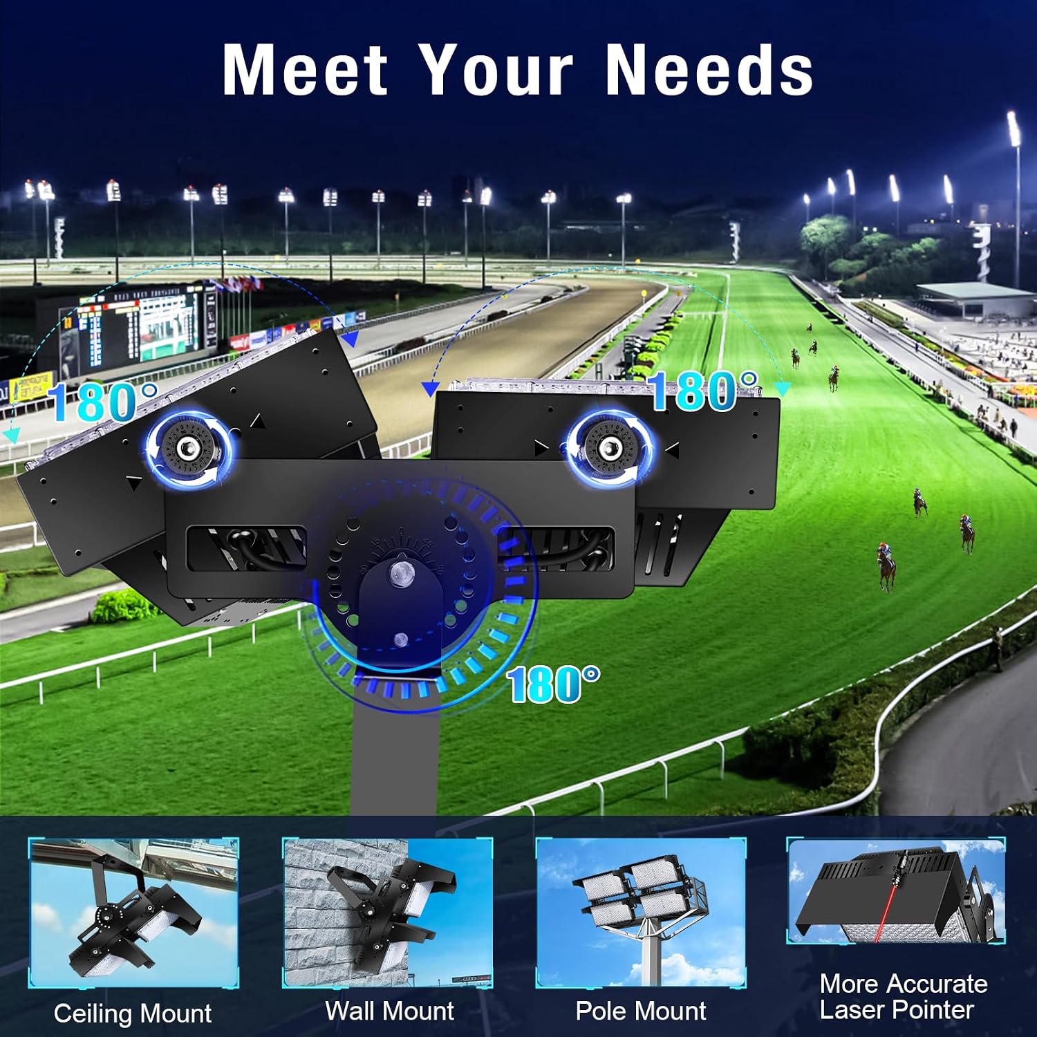 900W LED Stadium Lights with 10KV Surge Protection | IP66 Dimmable High Mast Light,Outdoor Commercial Industrial Lighting for Sport Court,Large Area High Power Arena Flood Light