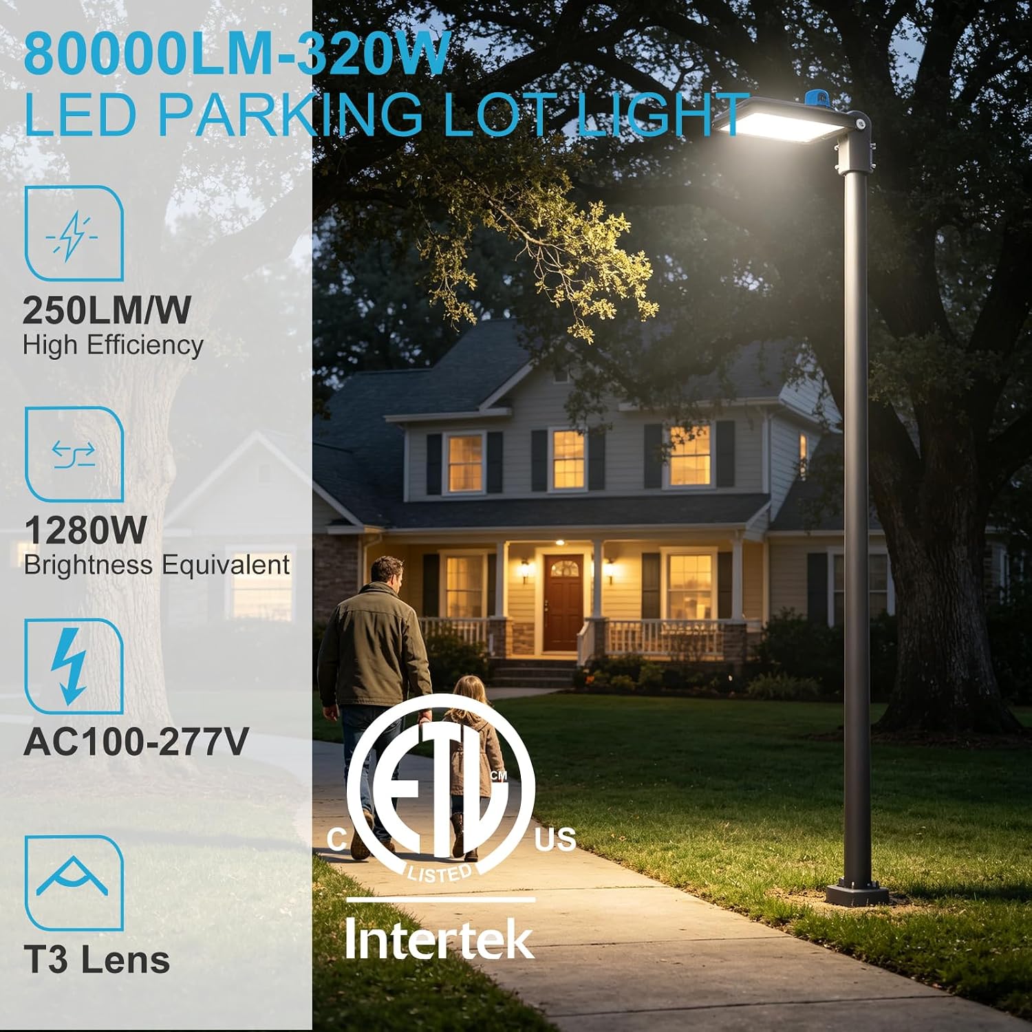 Lightdot 2Pack 320W LED Parking Lot Light 80000lm 5000K LED Pole Lights Outdoor with Slipfitter Mount, Dusk to Dawn Outdoor Parking Lot Lighting For Yard/Roadways (Coverage: 66~88Ft at Height:30~50Ft)