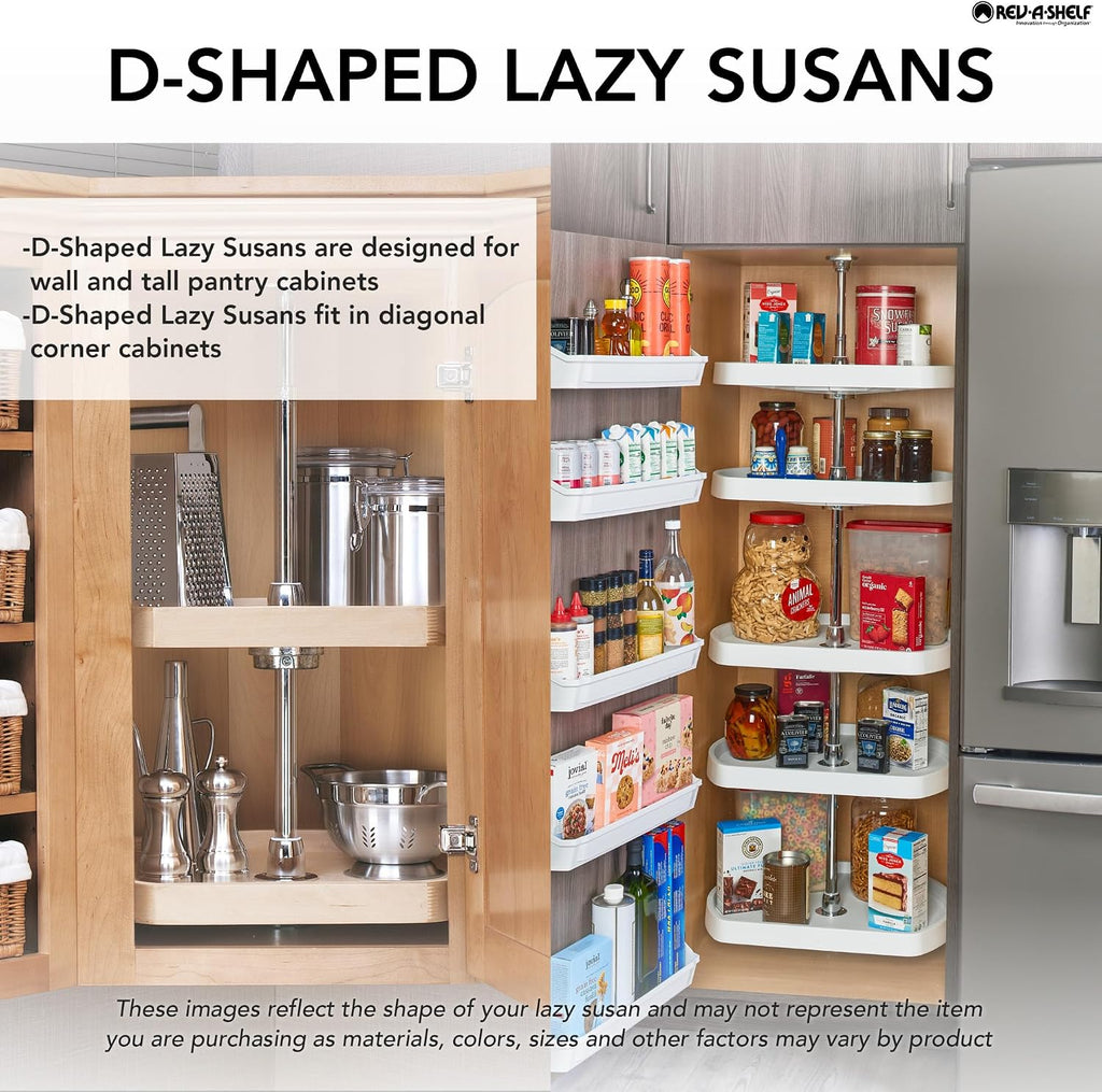 REV-A-SHELF Polymer D-Shaped 3-Shelf Lazy Susans for 38' H Corner Wall Cabinets