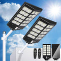 7000W Solar Street Light Outdoor LED Lighting, IP67 Waterproof, 220° Wide Angle Lighting, with Human Body Sensor and Remote Control Operation,for Garden, Yard, Street and Parking Lot (2 pcs)