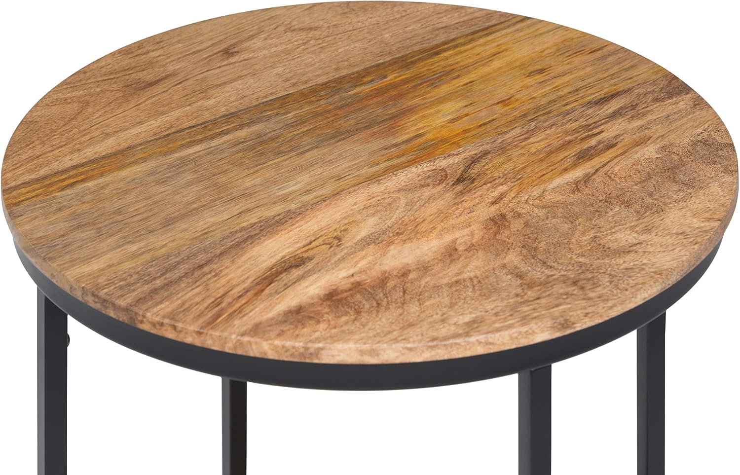 SIMPLIHOME Jenna Metal Side Table - 18 inch Wide Solid Metal Round Accent Table in Natural, Industrial End Table or Small Drink Table for Living Room, Bedroom, or Office with Compact Design