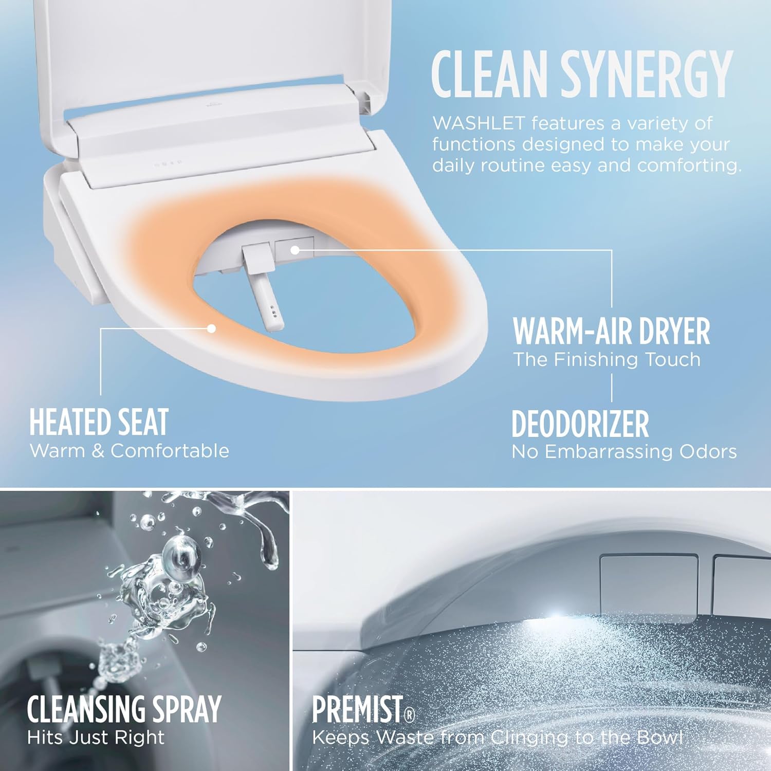 TOTO® WASHLET+® Vespin® II Two-Piece Elongated 1.28 GPF Toilet and WASHLET+® S5 Bidet Seat, Cotton White - MW4743446CEFG#01