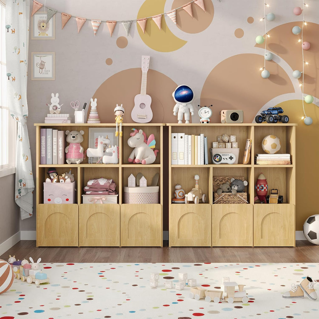knoworld Toy Storage Organizer,Kids Bookshelf with Hidden Roller Drawer and 5 Open Cubbies,for Kid Room,Living Room,Game Room and Den