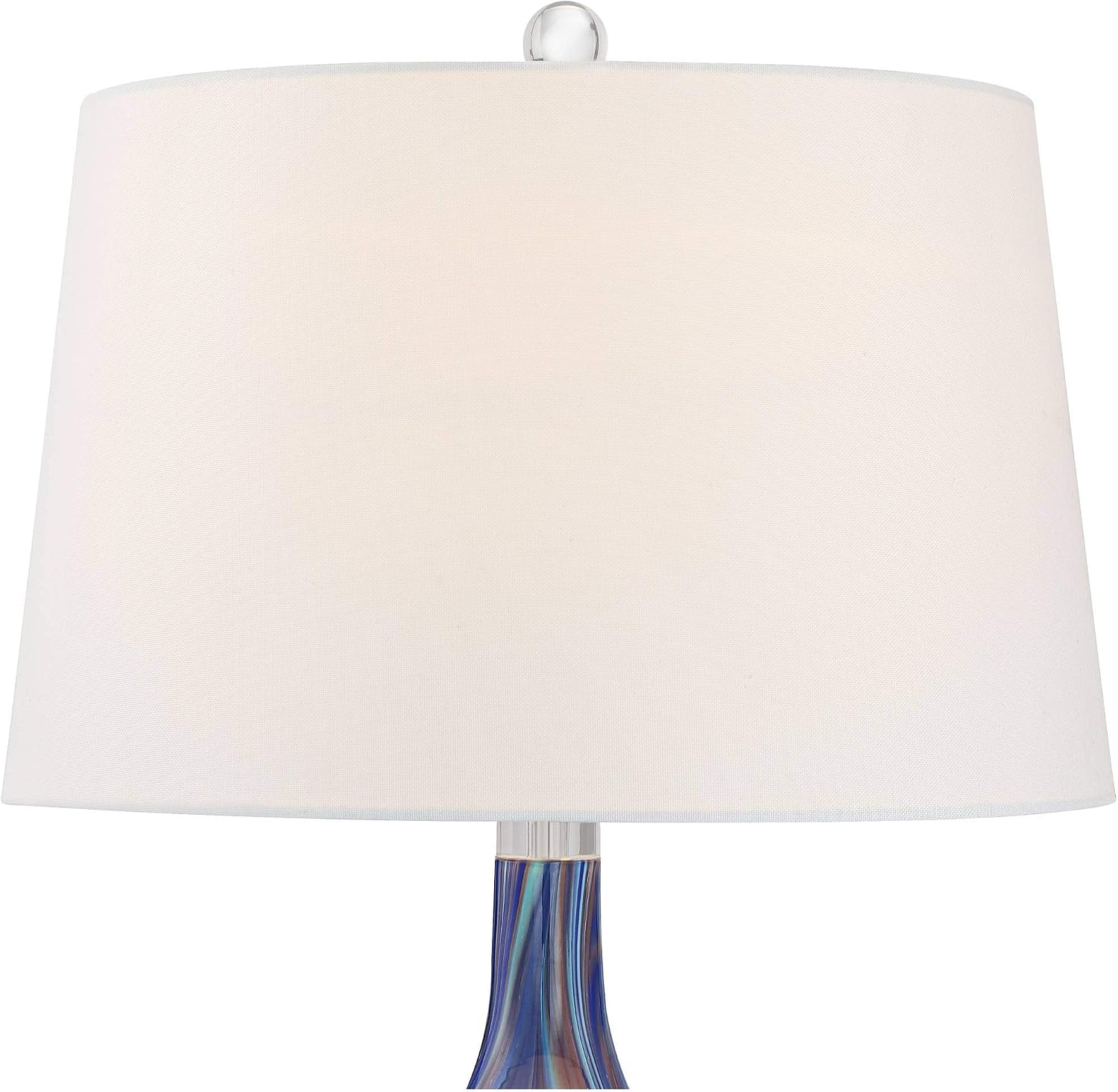 Possini Euro Design Taylor 29' Tall Teardrop Modern Coastal End Table Lamp Blue Art Glass Single Fabric White Shade Living Room Bedroom Bedside Nightstand House Office Home Kitchen Entryway Console