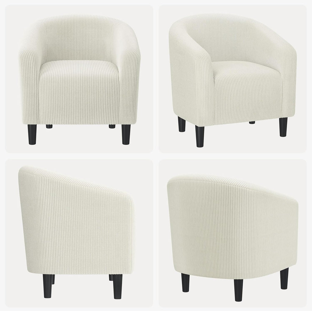 Yaheetech Barrel Chairs, Furry Accent Chairs with Soft Padded Armrest for Living Room Bedroom Waiting Room Office, Set of 2, Beige