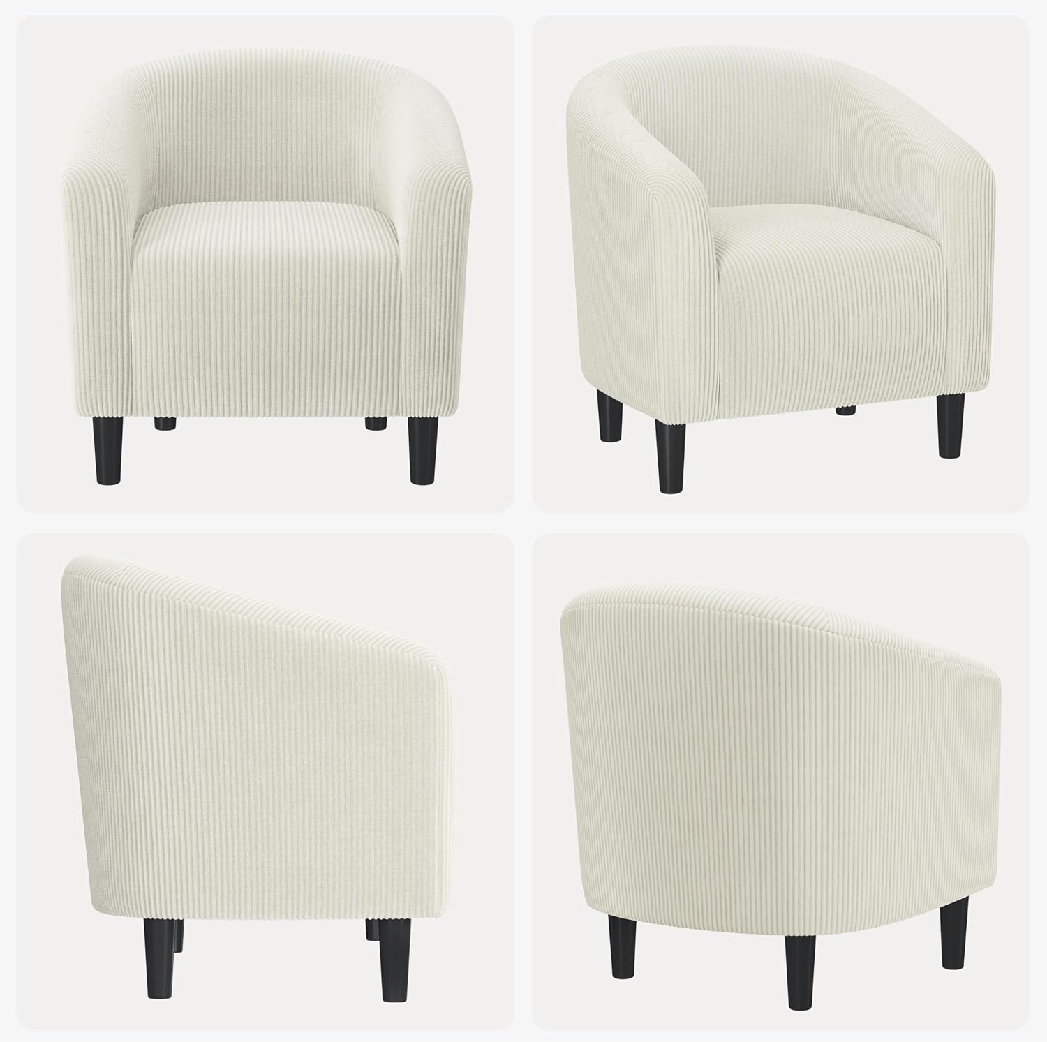 Yaheetech Barrel Chairs, Furry Accent Chairs with Soft Padded Armrest for Living Room Bedroom Waiting Room Office, Set of 2, Beige