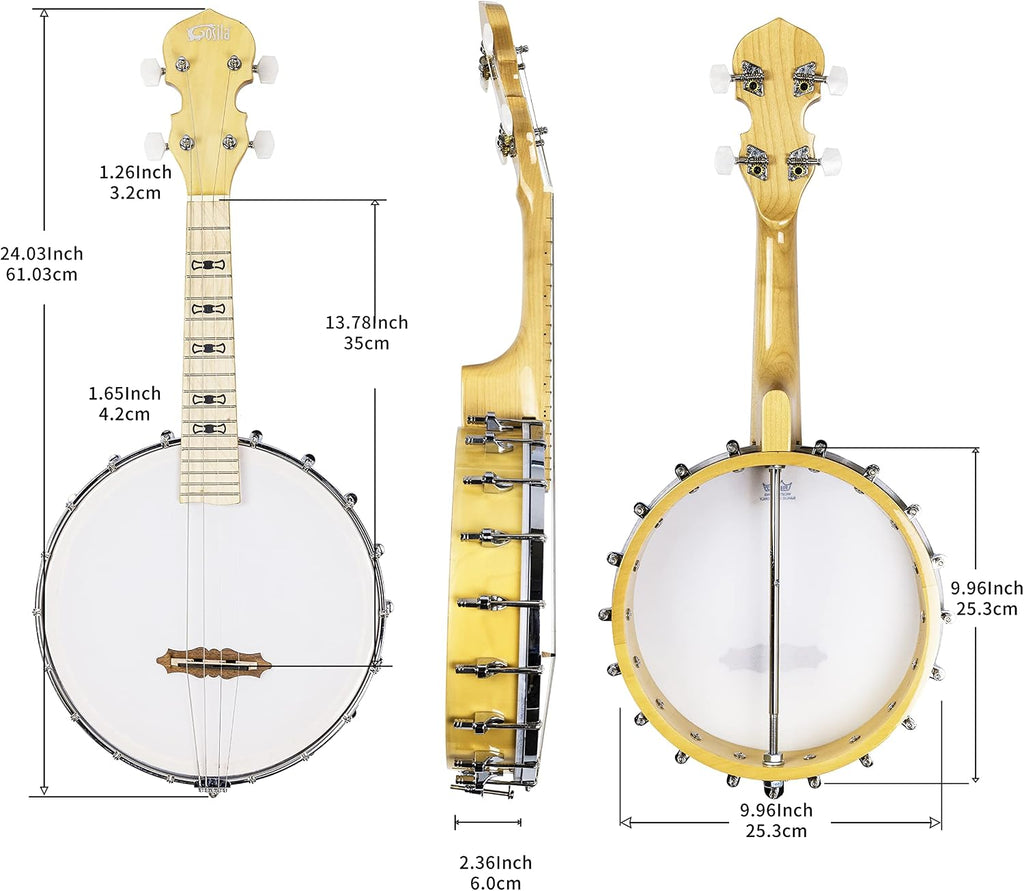 Banjolele 4 String Banjo Ukulele kit Stringed Musical Instruments for Adult Beginner Maple Body Material Maple Neck Material Type