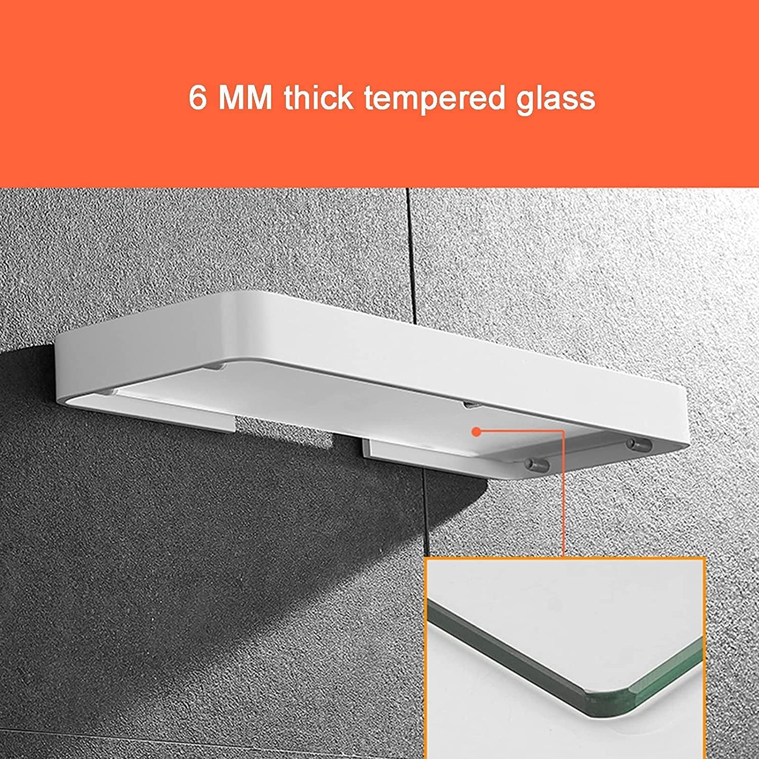 IOCCIOBB Bathroom Glass Shelf Floating Shelving with Towel Rail Bar, Aluminum Bathroom Tempered Glass Shelf Ectangular Shower Shelves (Color : Black, Size : 30 * 12 * 3cm)