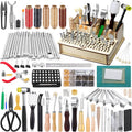 447 Pcs Leather Working Tools, Leather Working Kit for Cutting Punching Stamping Stitching with Instruction & Storage Case, for Saddle Making, DIY Projects