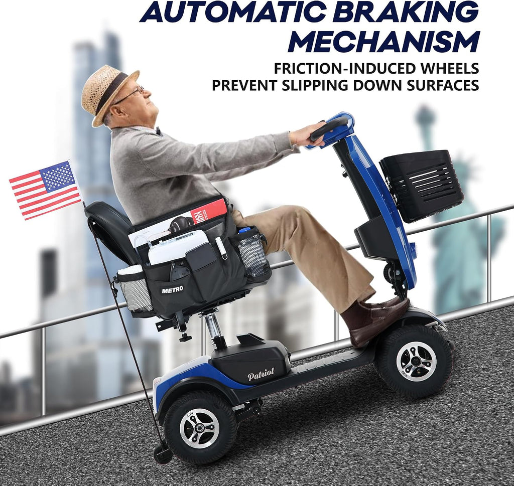 Christmas Gift for Mom Dad Parents Metro Mobility Scooters-Compact Travel Electric Power Mobility Scooter for Adults and Seniors-Lead-Acid Battery-with LED Head Light and Rear Brake Light-M1 Plus Blue