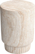 Empire Art Direct Column Travertine Stone Finish Italian Design MgO Side Accent Table, Living Room, Bedroom & Office, 13.3'x13.3'x18.7'
