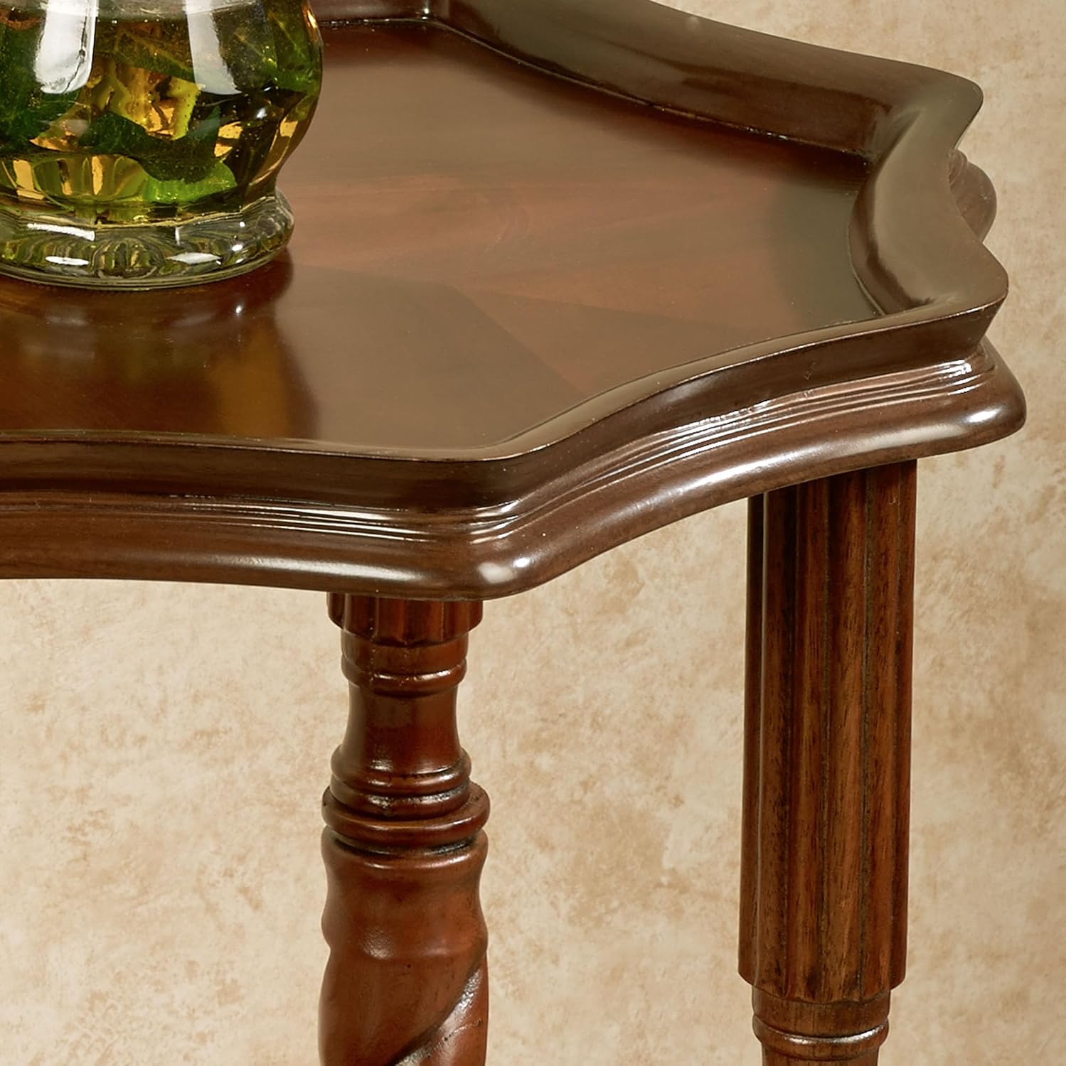 Kaleigh Accent Table Regal Walnut - Made of Wood - Wooden Side Tables for Bedroom Nightstand, Living Room Chairside - Victorian Style Furniture - Octagon Shape - Regal Theme