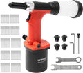 Pneumatic Hydraulic Pop Rivet Gun, Self-Suction Air Riveter Riveting Tool with 100 pcs Blind Rivets and 3/32' 1/8' 5/32' 3/16' Nose Pieces