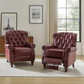 HULALA HOME Genuine Leather Recliner Chair Set of 2 w/Solid Wood Feet, Modern Adjustable Tufted Push Back Arm Chair w/Rivet Decoration, Home Theater Seating Reclining Sofa for Living Room, Burgundy