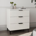 25.6' W Fluted Nightstand with 3 Drawer, Modern Wood Night Stands Bedside Table for Bedroom King/Queen Bed, End Table with Robot-Friendly Legs for Living Room,Entry (3 Drawers-1pcs-White)