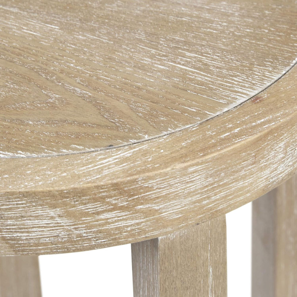 Martha Stewart Harley Accent Tables Modern Farmhouse, Rattan Shelving Design, Round Tabletop Living Room Furniture Occasional Piece, Dia. 15' X 28', Wheat