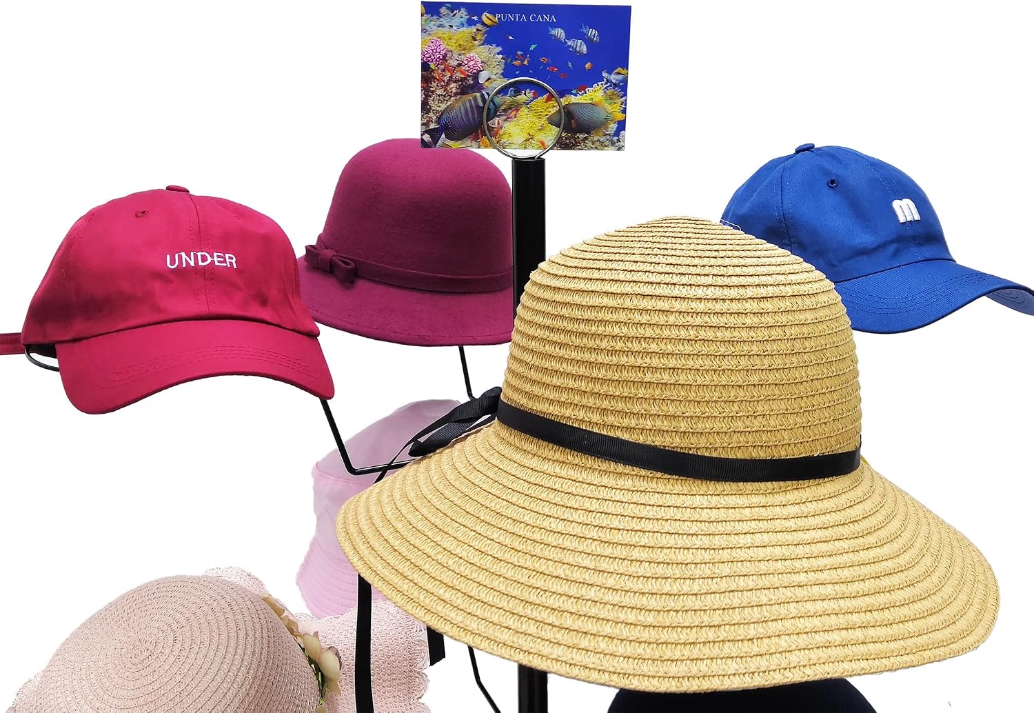 FixtureDisplays® Countertop Hat Rack Headwear Wig Cap Display Tabletop Stand 24x24x37' 3-Tier 12 Hats 10125-2D