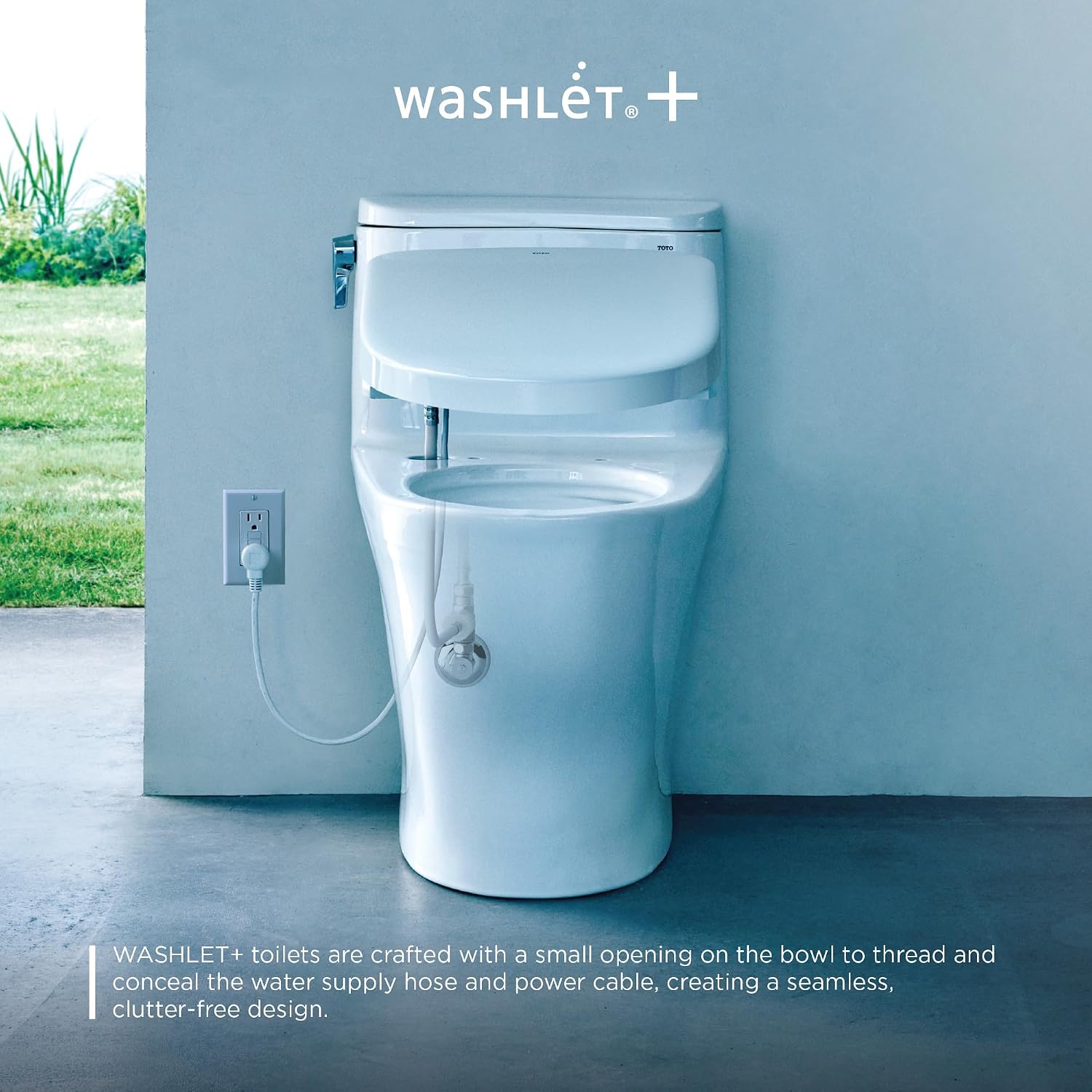 TOTO® Glaston™ WASHLET®+ S2 Two-Piece Elongated 1.0 GPF Universal Height Toilet with CEFIONTECT®, Cotton White - MW4723346CUFG#01